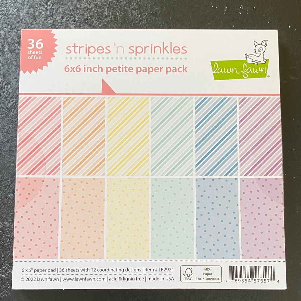 Lawn Fawn - Stripes 'n Sprinkles 6x6 Inch Paper Pack - Multicolor